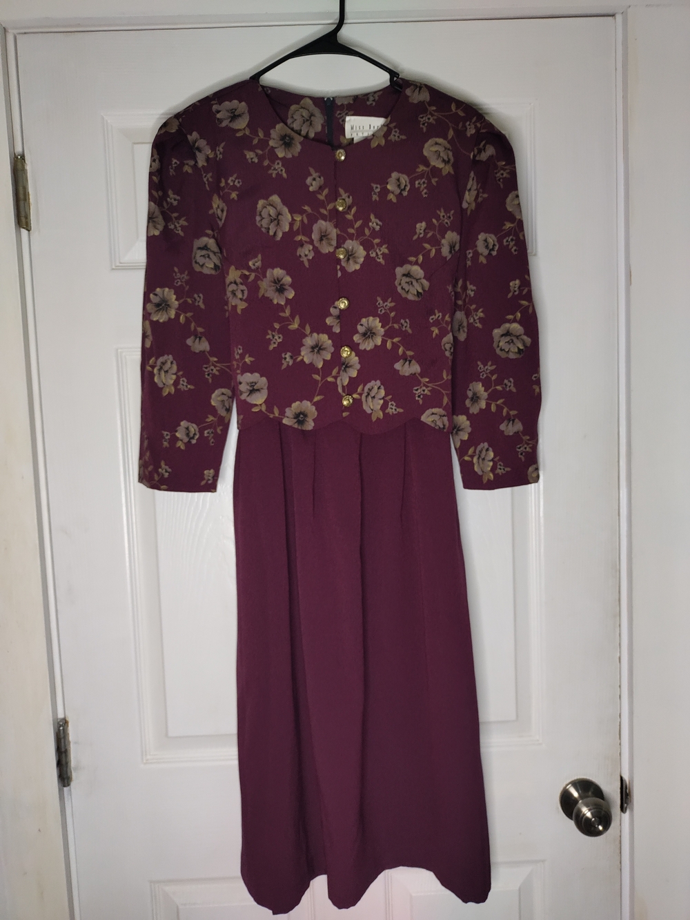 Vintage Miss Dorby Plum Floral Midi Dress